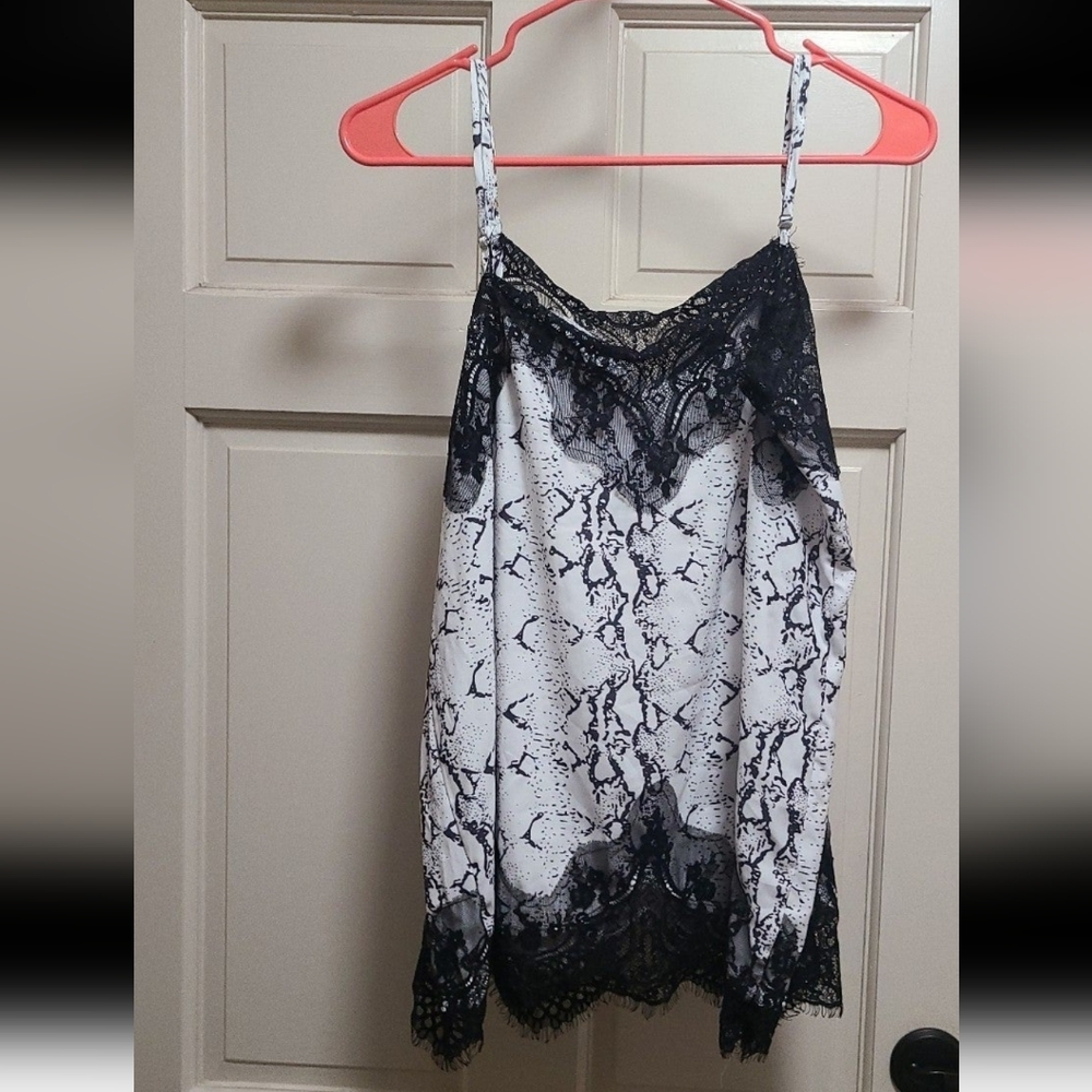 Chic Black and White Lace Slip